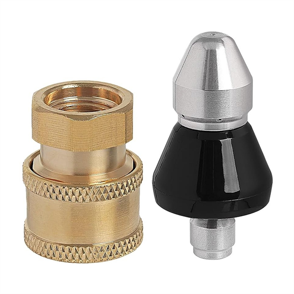 Sewer Cleaning Tool High-Pressure Nozzle 1/4In 1 Front 6 Rear Adapter
