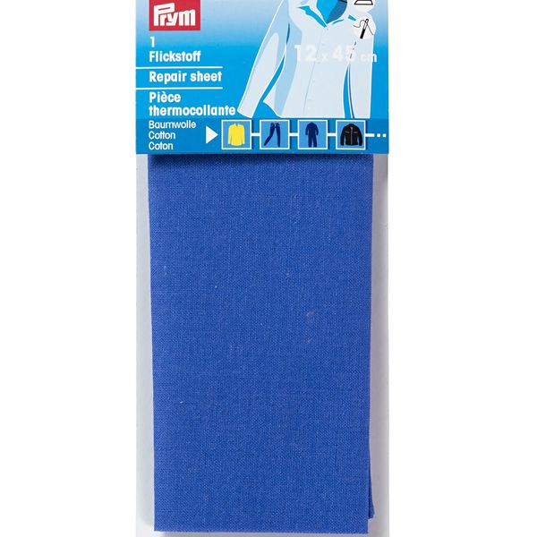 Prym Iron On Mending / Repair Patch 100% Cotton, 12 x 45cm, Mid Blue