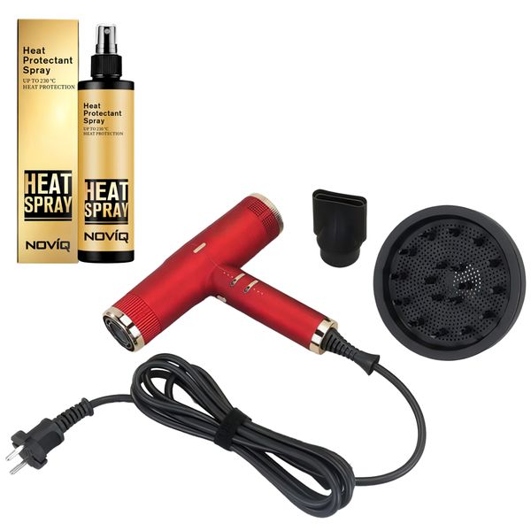 Enzo Blow Dryer Nozzle vacuum Diffuser + NOVIQ Heat Spray 250ml