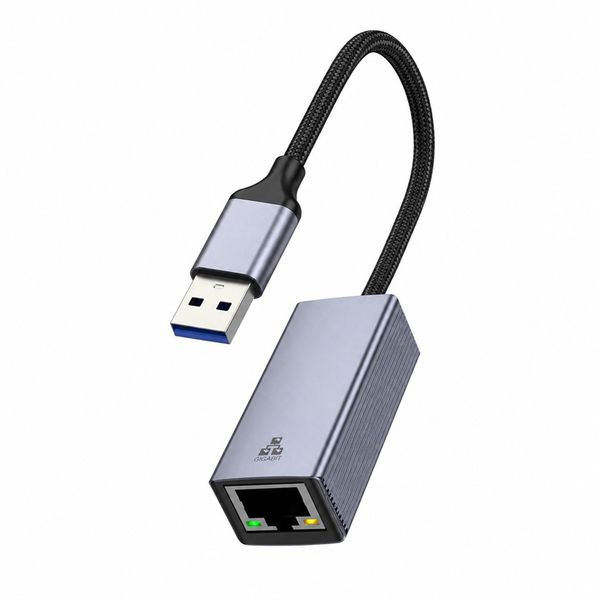 USB-A to RJ45 Gigabit Ethernet Adapter - 1000Mbps Compatible with PC/Laptop