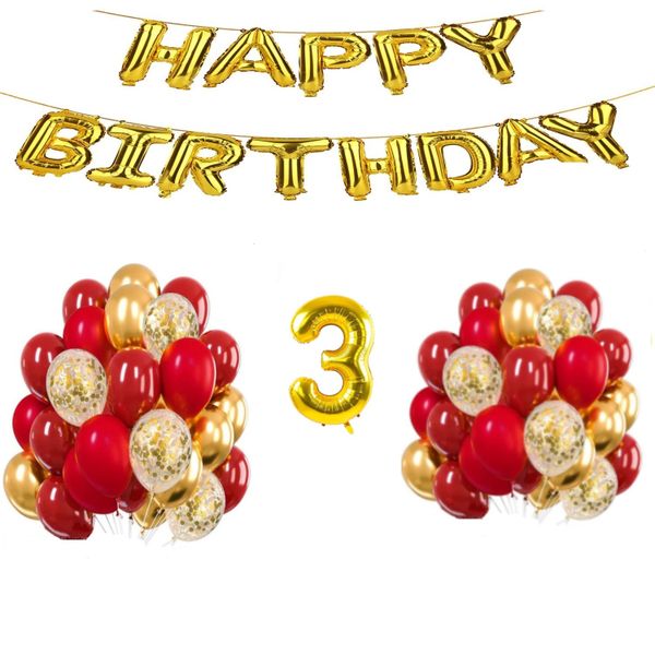 Red and Gold Balloon Set 3 years (Banner)