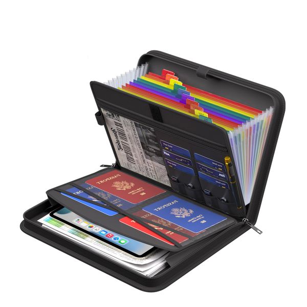 Fireproof Accordion File Organizer Bag with 13 Expanding Pockets