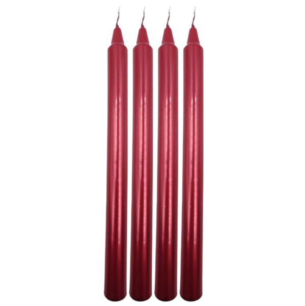 Metallic Taper Dinner Candles - Dark Pink - 4 Pack
