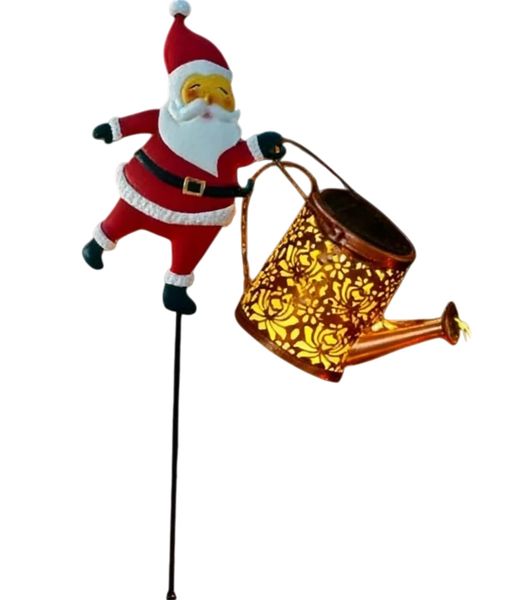 Christmas Santa Solar Kettle Lights Garden Lawn Decorative Lights,(Colored)
