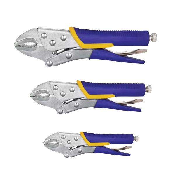 3 Piece Locking Pliers - 5" /7" / 10" Hardened teeth - Drop Forged -