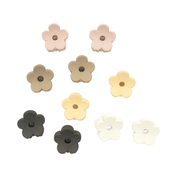 10 Piece Mini Flower Hair Clips - Multicolour