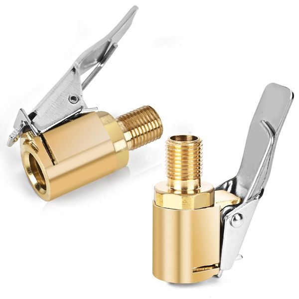 Locking Tire Air Chuck, Brass Tire Inflation Hose Adapter - 2 Pieces