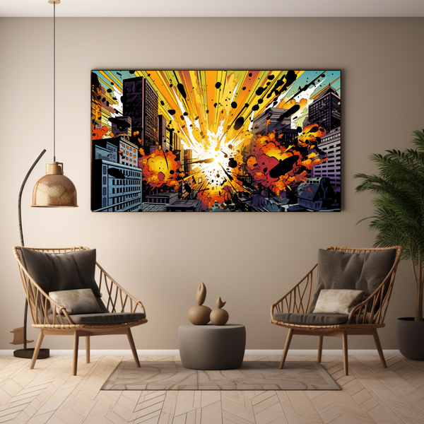 Canvas Wall Art - Cityscape Comic Burst - BK0168