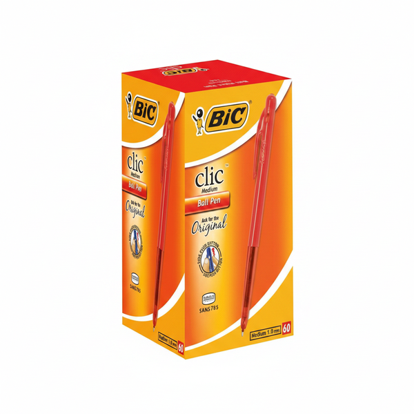 Bic Clic Red Medium Ballpoint Pens, 1.0 mm - 60 Pack