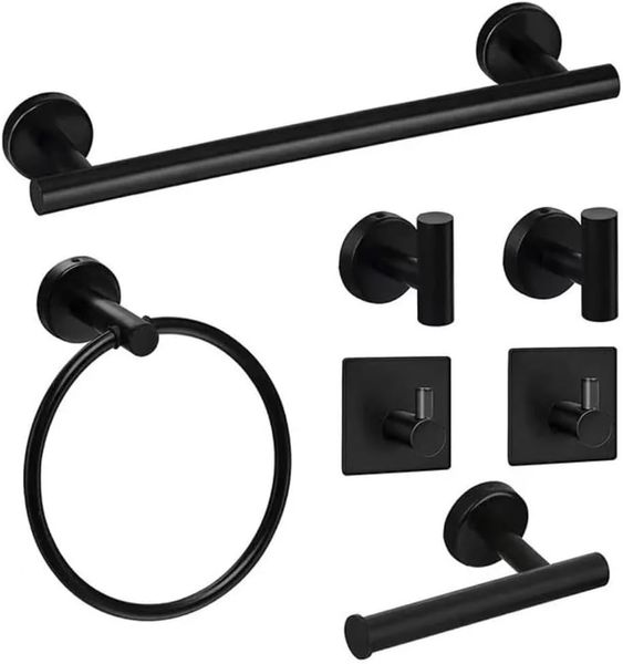 5-Piece Matt Black Bathroom Toilet Holder Set