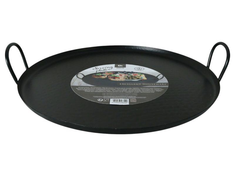 Excellent Housewares Black Stainless Steel Hammered Serving Tray 40x47cm