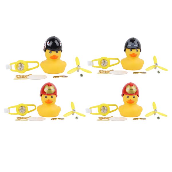 4 piece Rubber Duck Toy Car Ornaments Yellow Duck Squeeze Toy