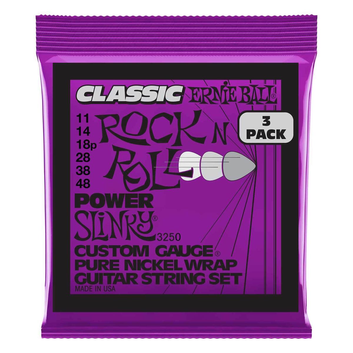 Ernie Ball 3250 Power Slinky Classic Electric Guitar Strings - 3 Pack