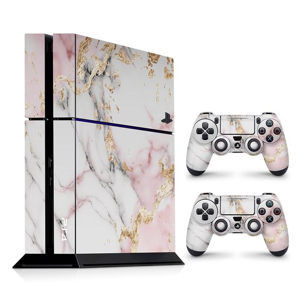 Decal Skin Compatible with PS4 - White Light Pink Marble Gold (Decal Only)