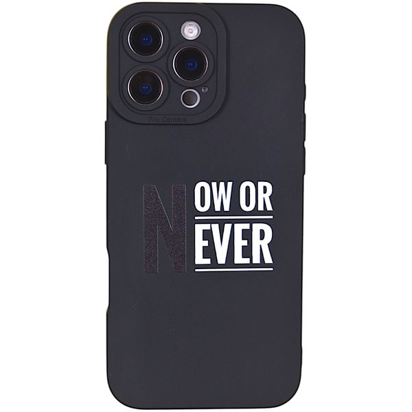 Phone Case with Now or Never Text &amp; Pro Cam- Iphone 16 Pro Max - Matt Black