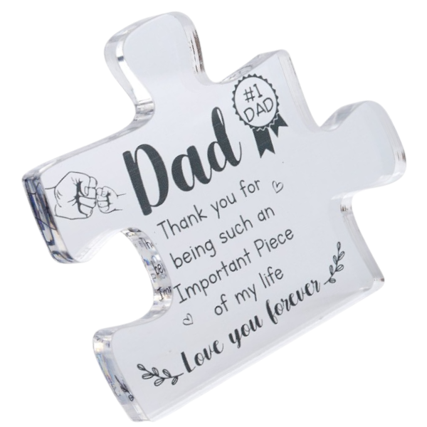 Puzzle-Shaped Dad Appreciation Ornament - Clear