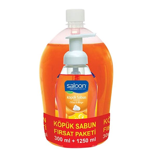 Saloon Foaming Citrus &amp; Mango Hand Soap - 300ml + 1250ml Combo - 2 Pack
