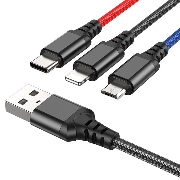 Hoco X76 Super 3-in-1 Charging Cable | Lightning, Micro-USB, Type-C