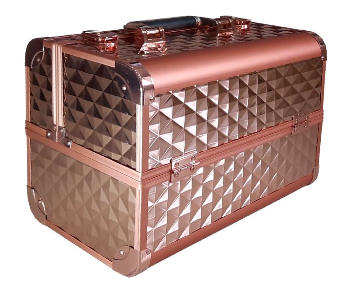 Professional Lockable Cosmetic Makeup Case – Glamorous Black and Rose Gold