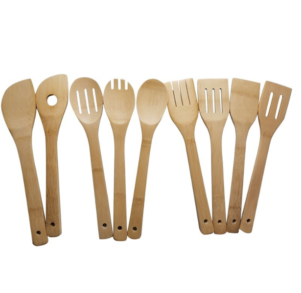 8 Piece Eco Friendly Bio-degradable Bamboo Cooking Utensil Sets