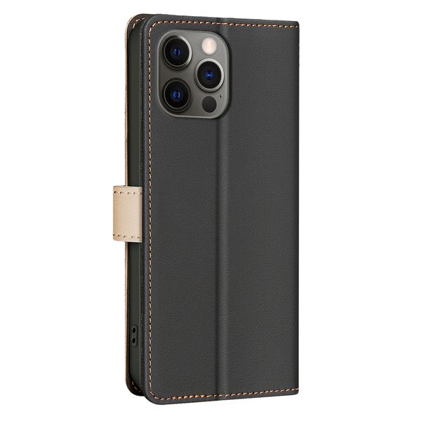 Colorblock RFID Leather Flip Phone Case Compatible with iPhone 14 Pro Max