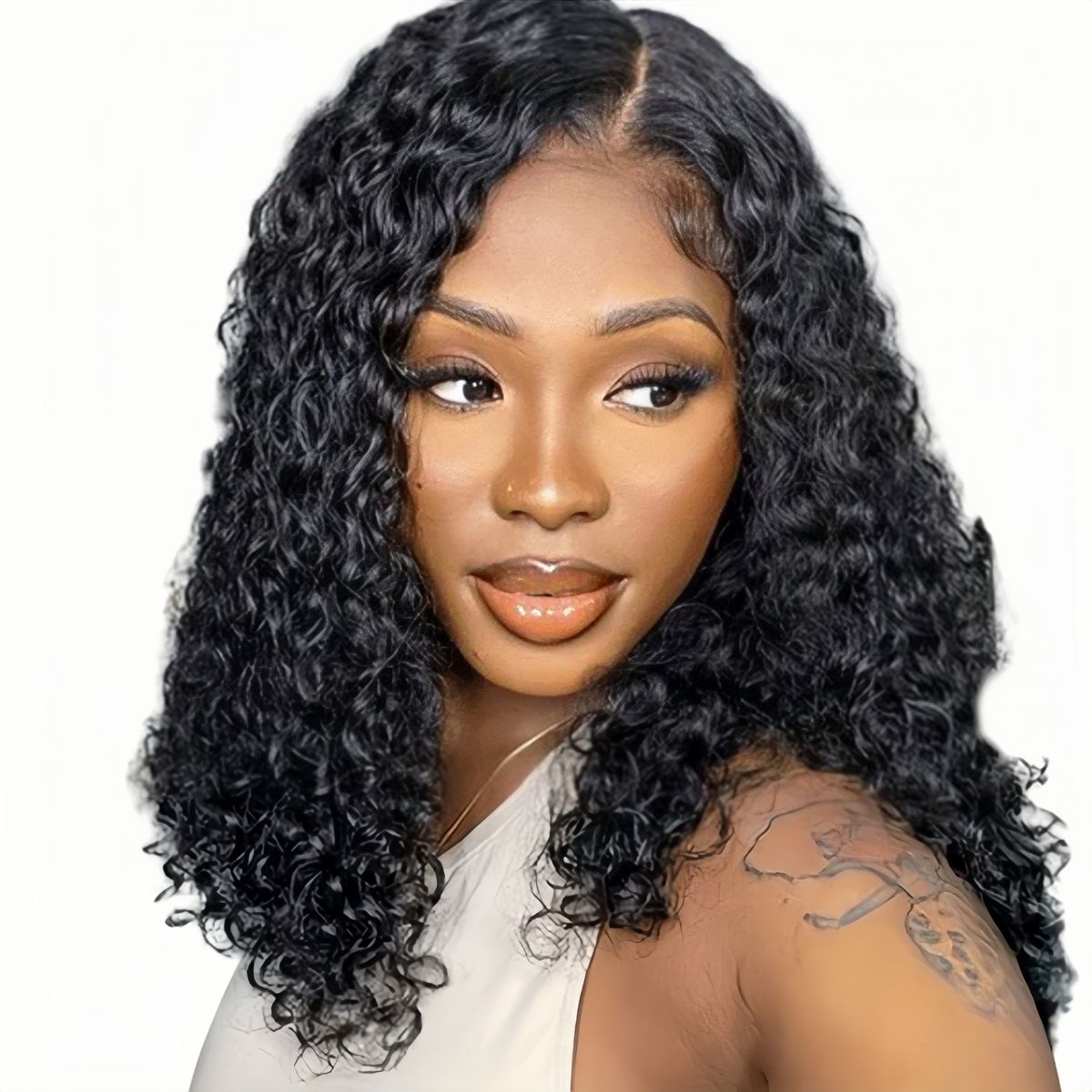 Luvée 14-inch Full Frontal Curly Wig Human Hair Natural Colour