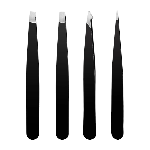 4-Piece Comprehensive Travel-Friendly Tweezer Set - Black