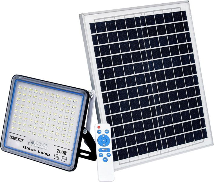 Trade Kite 200W Solar LED Flood Light with Remote, Wall-Mount Securiy Light