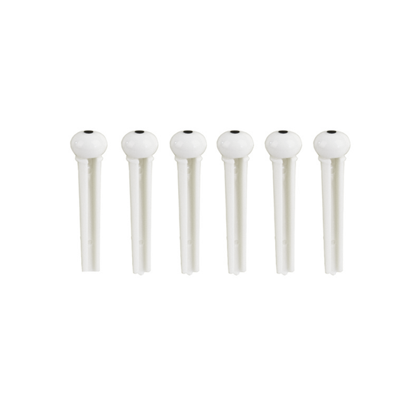 Guitar Bridge Pin Set of 6 White with Dot for Acoustic Steel String Guitar
