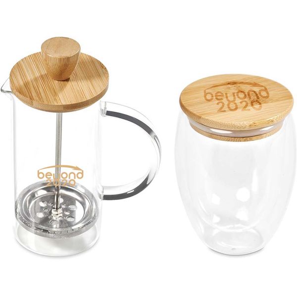 Beyond2020 Glass &amp; Bamboo Coffee Set