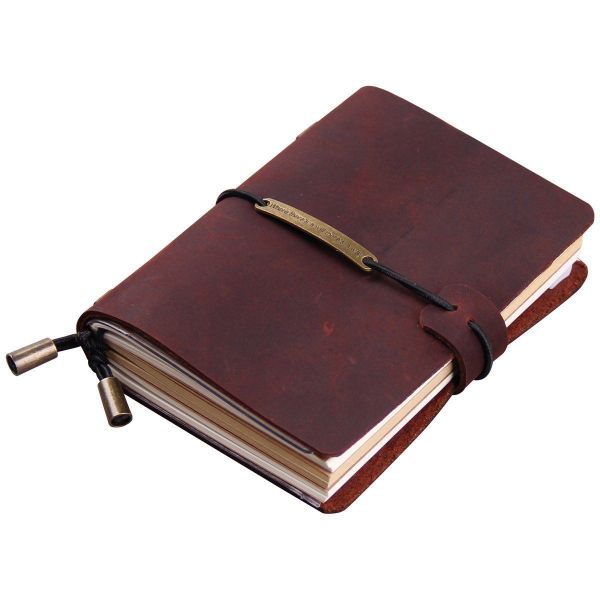 Handmade Traveler's Notebook Leather Travel Journal Notebook Red wine