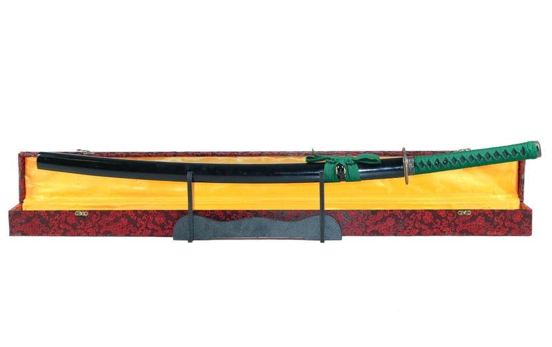 T10 Hand-Forged Traditional Japanese Katana (Midori) + Stand