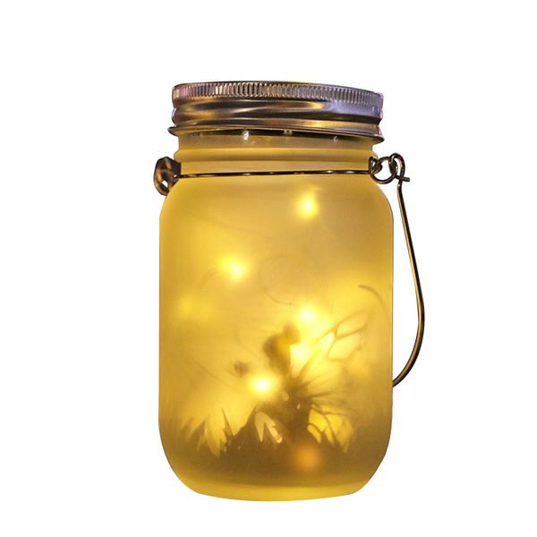 Home Garden Decor Solar LED Illuminating Fairy Light Mason Jar Lantern