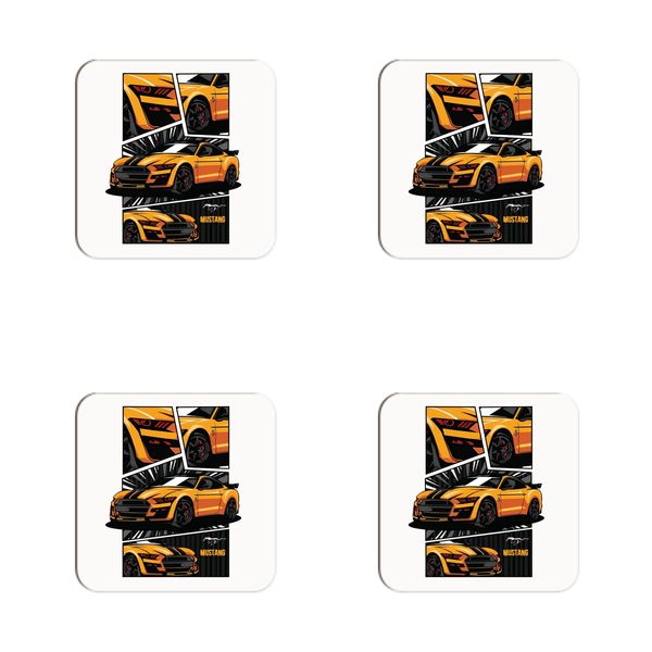 Mustang Orange Coasters - Set of 4