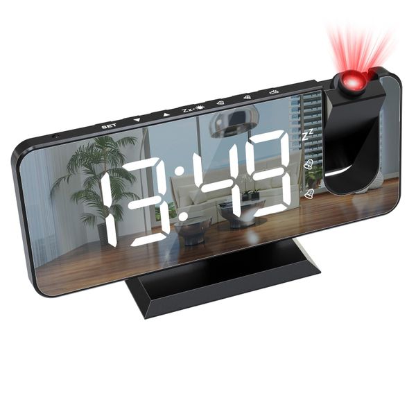 Desktop electric digital projection mini lamp-controlled alarm clock mirror