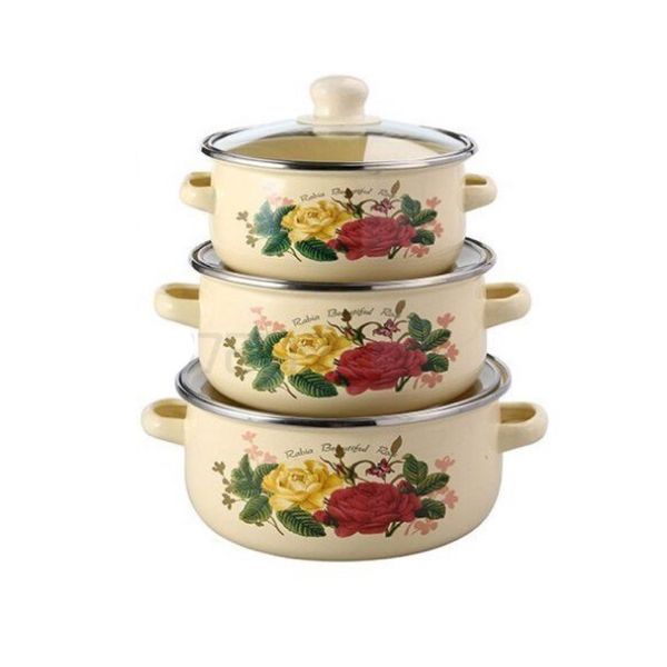 Kitchen Multifunctional High Grade Enamel Roasting Stackable Pot Set Of 3