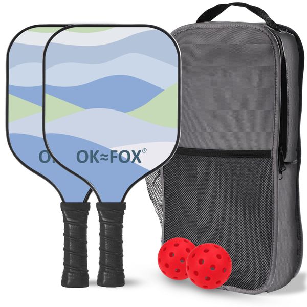 2 Rackets Pickleball Paddles Set with 2 40-Hole Balls