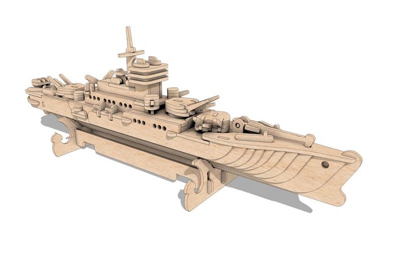 Battleship Warship Boat 3D Puzzle Wooden 3D Model By Everything Laser