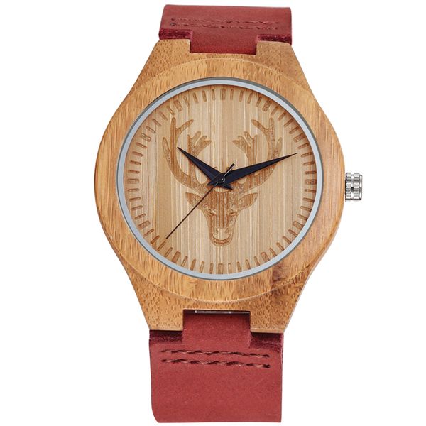 Skone Logan Men's Bamboo Watch with Red Strap