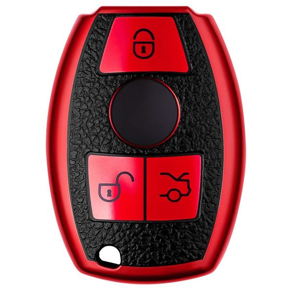 TPU Leather Look Car Key Cover Protector Compatible with Mercedes-Benz