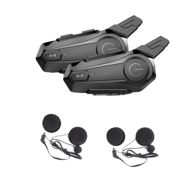 2Pcs Bluetooth Intercom Motorcycle Full Helmet Headset for 2 Rider