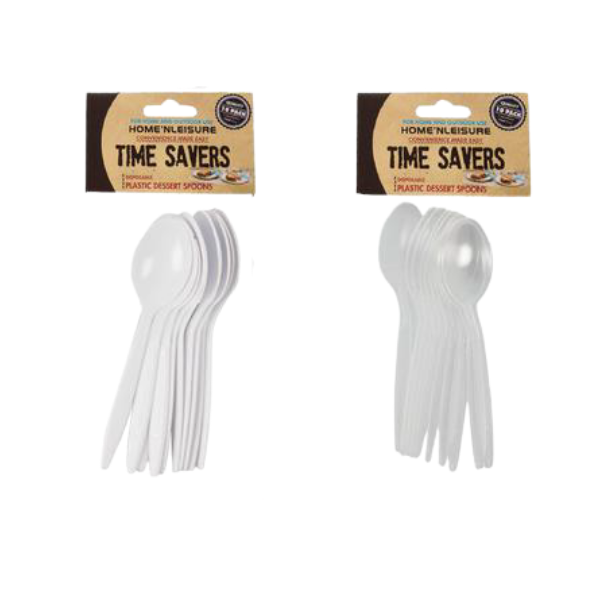 Home 'n Leisure Homeware - Assorted Plastic Dessert Spoons - 6 x 10 Spoons