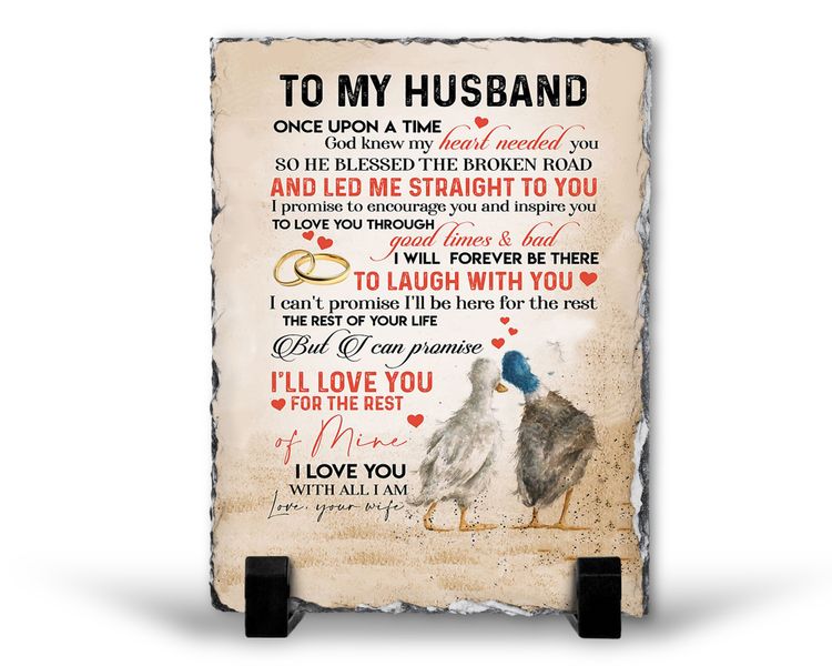 To My Husband DUCK COUPLE Birthday Christmas Anniversary Gift v3 Rock Slate
