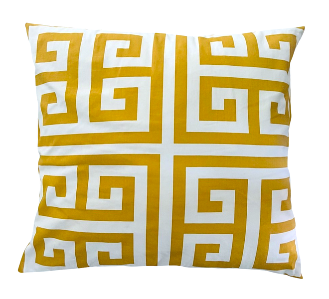 Mustard and White Pattern Scatter Cushion - inner included