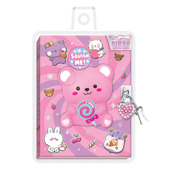 Hot Focus Kawaii Squishy Diary with Lock &amp; Key - Journal, 160 Lined Pages
