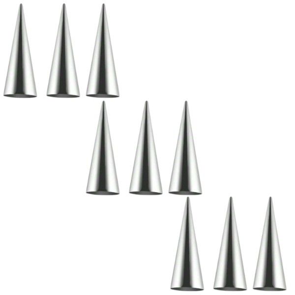 9 Piece - Stainless Steel Spiral Horn Croissant Moulds - Silver