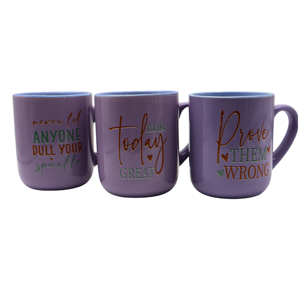 Set of 3 Inspirational Mugs - Purple &amp; Blue Collection