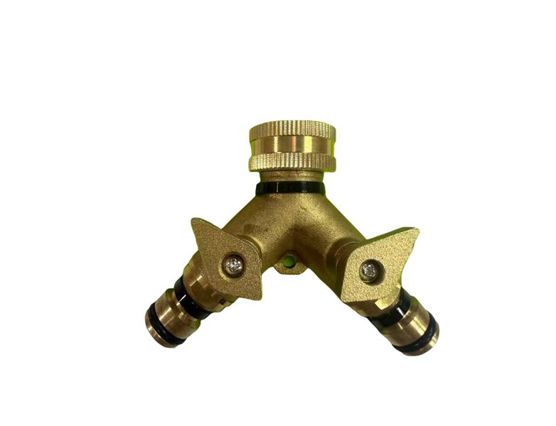 Garden Hose Nozzle Double Way Water Adapter Brass Y Shaped Hose Distributor