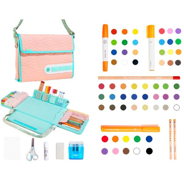 Mideer - Kids Drawing Art Set with Carry-on Bag Pink - 75-piece