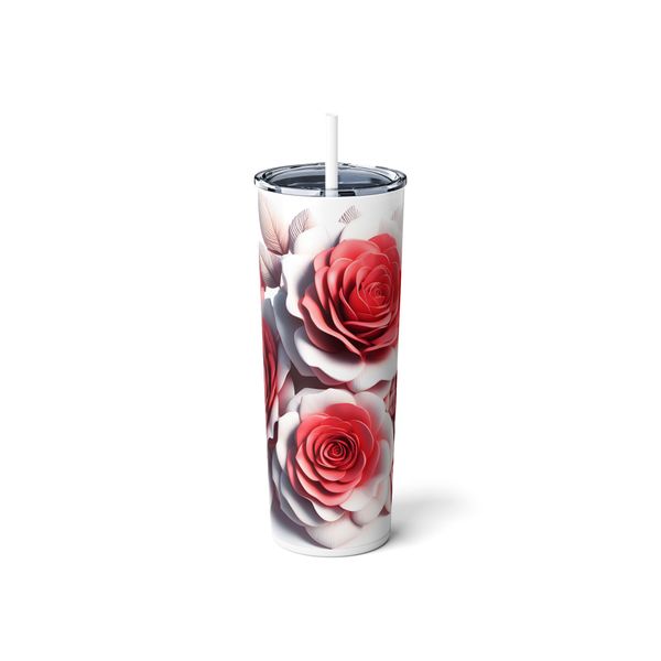Red &amp;White Roses 600ml Tumbler